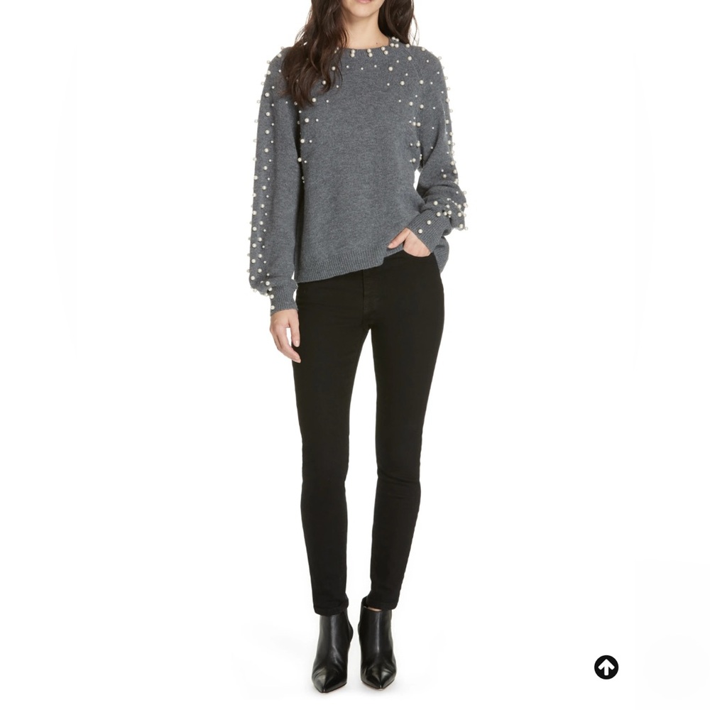 Joie Nilania Beaded Sweater In Dark Heather Grey S